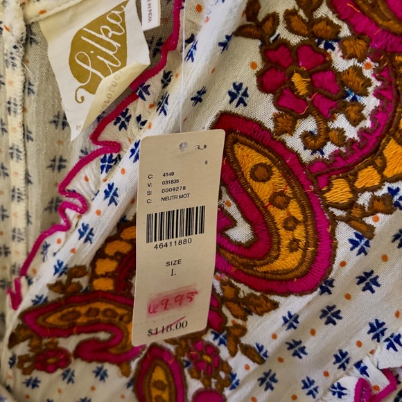 NWT Anthropologie White Maggie Embroidered Smocked Dress By Lilka Size L - Picture 3 of 3